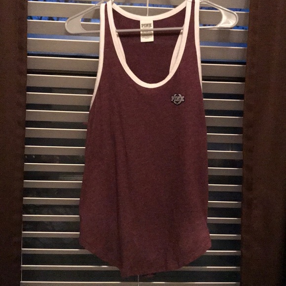 Maroon and White PINK Tank Top - Picture 2 of 4